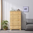 thumbnail image 3 of Home Furniture Isabela Solid Pine Wood 5 Drawer Chest Dresser - Natural, 3 of 7