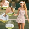 thumbnail image 3 of Psesaysky Athletic Dress for Women Pink Daisy Print Mini Length Crew Neck Sleeveless Built in Shorts with Pockets Tennis Golf Dress, Size S, 3 of 5
