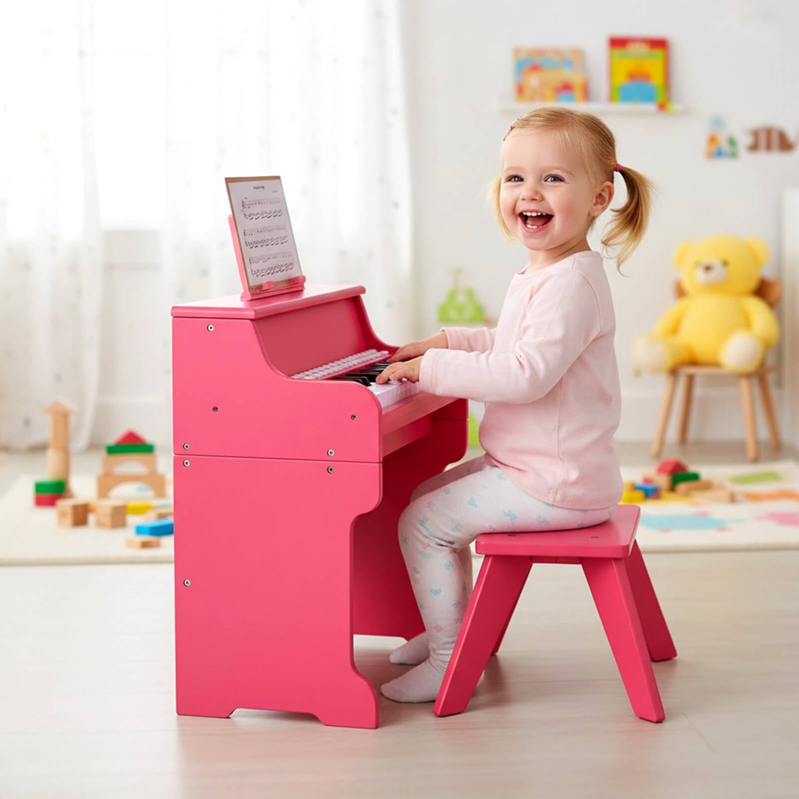 Infans 25 Keys Digital Piano w/Music Stand Stool Lighted Keys Teaching Mode for 3+ Kids