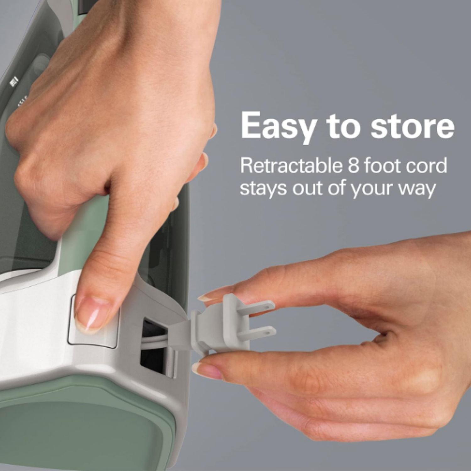 Steam Iron & Vertical Steamer for Clothes with Scratch-Resistant Durathon Soleplate, Digital Fabric Selector + 8’ Retractable Cord, 3-Way Auto Shutoff, Anti-Drip, 1800 Watts, Green