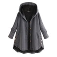 thumbnail image 1 of WEIYLL Womens Fleece Jacket Plus Size Button Pockets High Low Long Sleeve Hooded Grey Going Out Fall Tops Size XL, 1 of 7