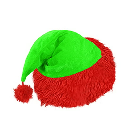 GOBWCOT Christmas hat Santa hat adult green plush hat Christmas party headdress accessories