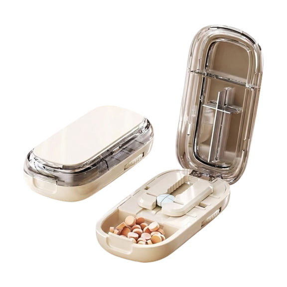 Portable Pill Splitter for Multiple Large and Small Pills, Heavy Duty Stainless Steel Centering Guide Cutter Divider Organizer for Daily Medicine