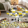 thumbnail image 6 of 3ft Washable Round Rug, Mid Century Non-Slip Circle Area Rug for Bedroom Bedside, Yellow Grey Abstract Retro Geometric Modern Soft Indoor Floor Mat for Home Decor, 6 of 9
