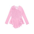thumbnail image 3 of TSSOE Girls Long Sleeve Ballet Ice Skating Dress Costume Sequins Ballroom Competition Dancewear Pink 12, 3 of 5