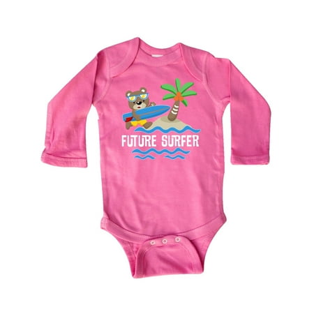 

Inktastic Surfing Future Surfer Bear Gift Baby Boy or Baby Girl Long Sleeve Bodysuit