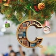 thumbnail image 2 of 26 Letters Christmas Tree Ornament - Book Lover Letter Shaped Bookshelf Pendant, 2D Acrylic Mini Bookish Decor for Xmas Tree Door Window Decoration, 2 of 9