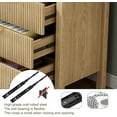 thumbnail image 4 of 6 Drawer Dresser, Modern Wood Storage Chest of Drawers Organizer with Waveform Panel, Fluted Dresser with Wide Drawers and Golden Handles for Bedroom, Hallway, Entryway, Nature, 4 of 15
