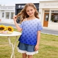 thumbnail image 5 of HAOTAGS Girls Short Sleeve T-Shirts, Cute Casual Summer Round Neck Tee Printed One-Shoulder Tops Blue Size 11, 5 of 9