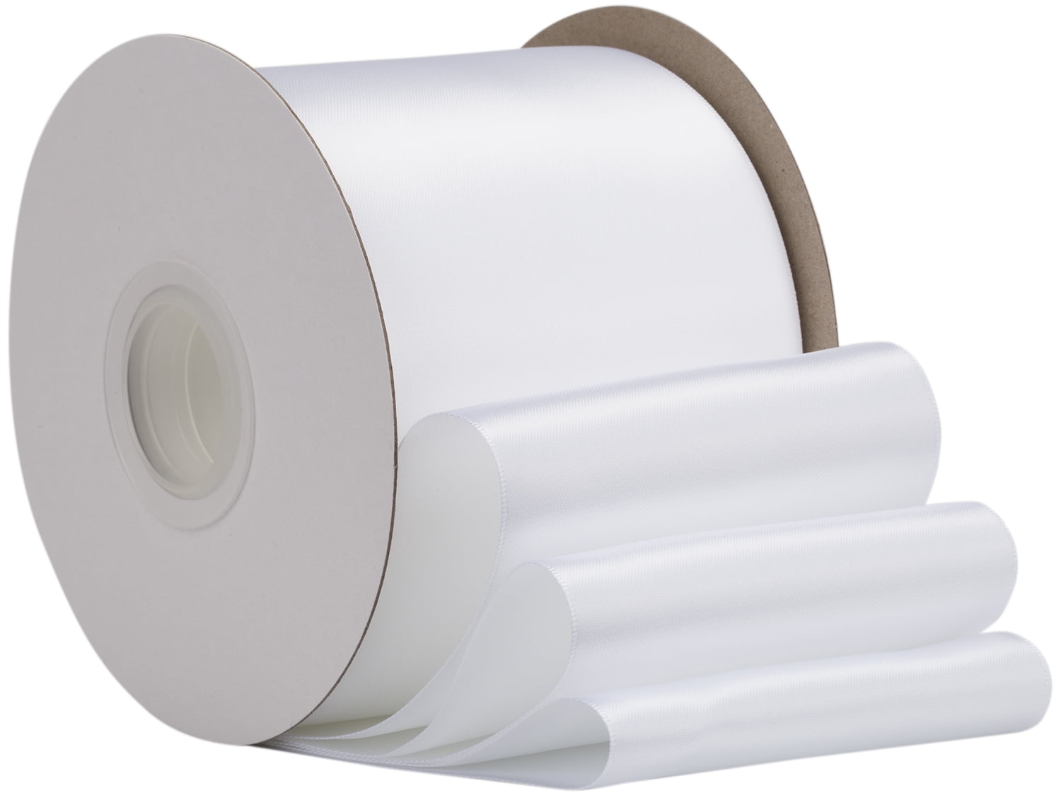 Ribbonitlux White Satin Ribbon 4 inch Double Sided Quality Satin for Weddings, Invitations, Sashes, Crafts, Apparel, Headbands - 50 Yds/roll