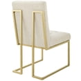 thumbnail image 3 of Ergode Privy Gold Stainless Steel Upholstered Fabric Dining Accent Chair Set of 2 - Gold Beige, 3 of 4