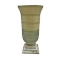 thumbnail image 2 of 13" Aluminum Glass Trumpet Green Marble Vase, 2 of 8