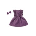 thumbnail image 4 of Kiapeise Toddler Girls Velvet Ruffle Sleeveless Dress+Bowknot Hairpin Set, 4 of 5