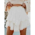 thumbnail image 3 of Flowy Shorts for Women Casual Boho Ruffle Tiered Skorts High Waist Mini Skirts White XL, 3 of 4