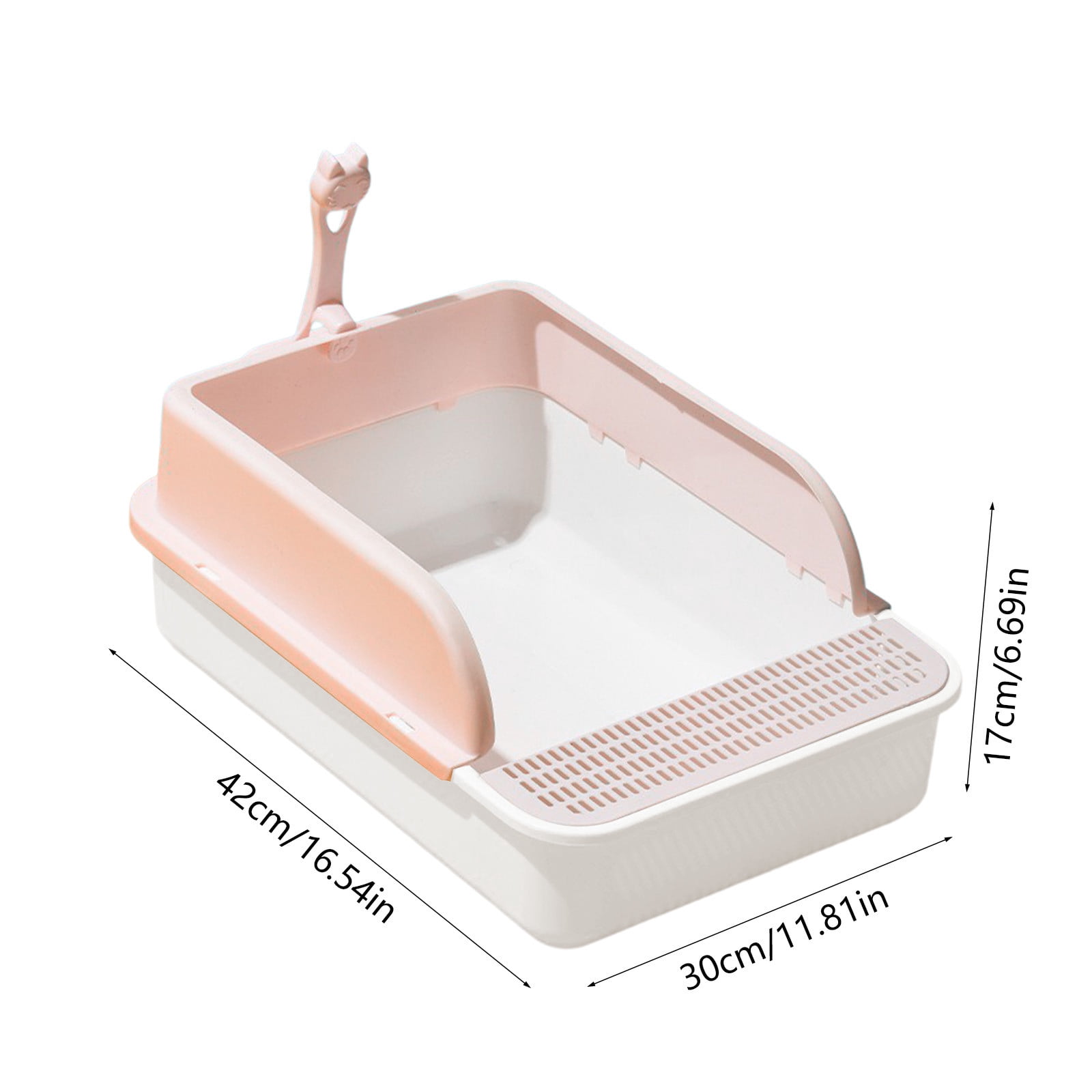 Semi Enclosed Cat Litter Box, Large Capacity Splash Proof Toilet with High Sides and Pedal, Durable Plastic Tray with Scoop for Easy Cleaning, Suitable for Kittens, Cats, Indoor and Daily Use