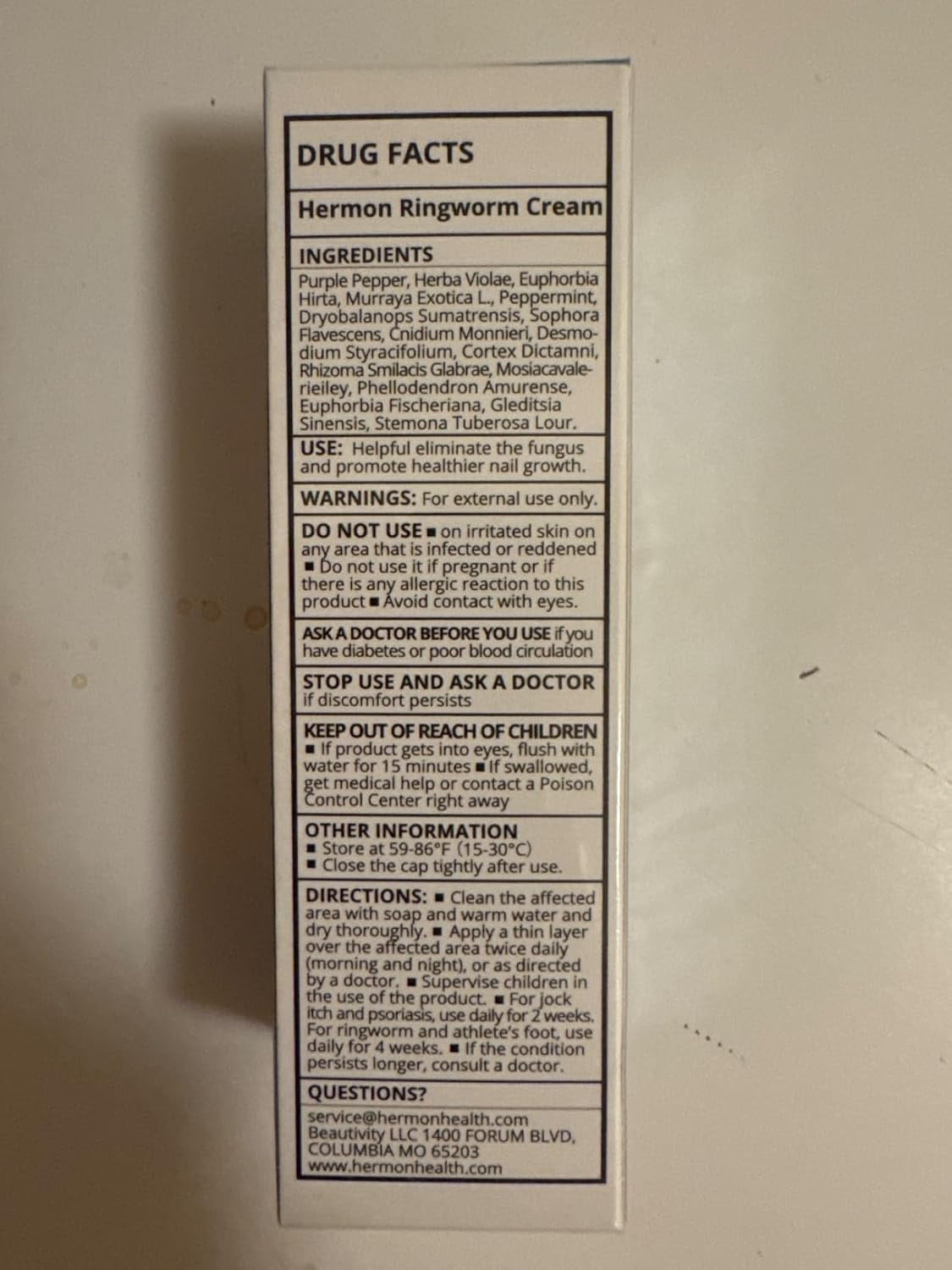 Hermon Powerful Antifungal Ringworm Cream - Treatment for Ringworm, Jock Itch, Eczema, Tinea Versicolor, Athlete's Foot  - 100ml