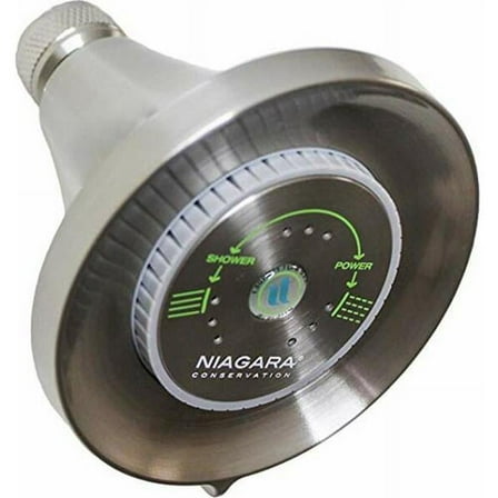 Niagara Conservation Earth Luxe 3-Spray with 1.75 GPM 3.35 in. Wall Mount Adjustable Fixed Shower Head - Brushed Nickel