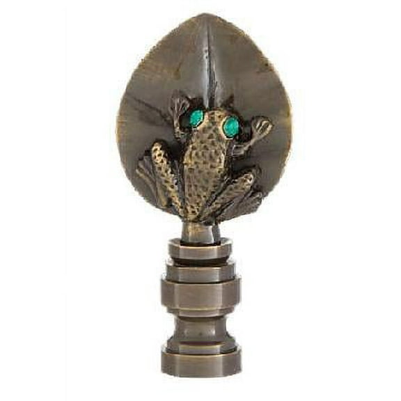 B&P Lamp® Tree Frog Design, Cast Metal Finial, Antique Brass Finish