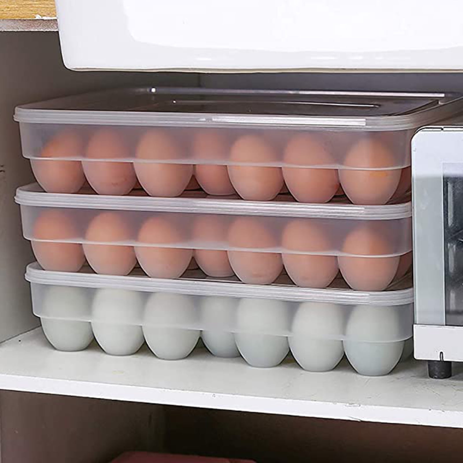 Ayyufe 34 Grid Egg Storage Box Food Container Egg Refrigerator Storage Box Household Kitchen Transparent Box Egg Box Shelf