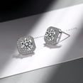 thumbnail image 4 of 18k White Gold Plated Hypoallergenic Cz Studs Earrings 925 Sterling Silver With Square Diamante Cubic Zirconia Stud Earrings Simulated Diamond Jewelry, 4 of 5