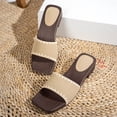thumbnail image 6 of HomeDM Women's Low Block Heels Sandals Square Open Toe Slip On Summer Dressy Comfort Casual Slides Sandals, Khaki Size 8.5, 6 of 7