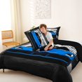 thumbnail image 4 of Castle Fairy Modern Sports Car Queen Comforter Set 3pcs for Teens, Garage Gate View Bedding Comforter Set for Bedroom, Blue Black,Black Reversible, 4 of 6