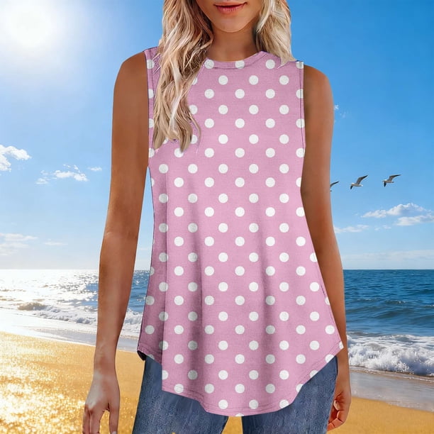 TaTaai Random Print Women Tank Top Summer Regular Fit Sleeveless Crew Neck Pullover Non See-through Machine Washable No Fading Casual Fashion Daily Wear Top Gift