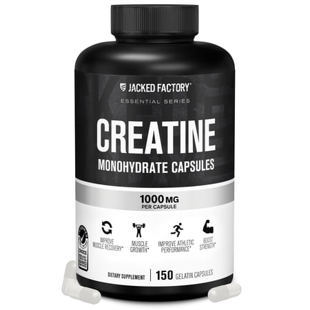 Jacked Factory Creatine Monohydrate Capsules - Creatine Pills for Muscle Growth Increased Strength Enhanced Energy Output and Improved Athletic Performance - 150 Capsules