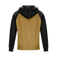 thumbnail image 3 of Havenx Military Sweatshirts for Men Lace Up Raglan Long Sleeve Hoodie with Pockets Color Block Hooded Sweatshirts Vintage Casual Fall Winter Athletic Workout Tops,Brown XL, 3 of 3