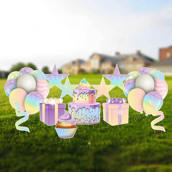 Glitter Drip Ombre Yard Sign Accessory Package, Drip Sparkle Yard Decorations (12 pcs Total)