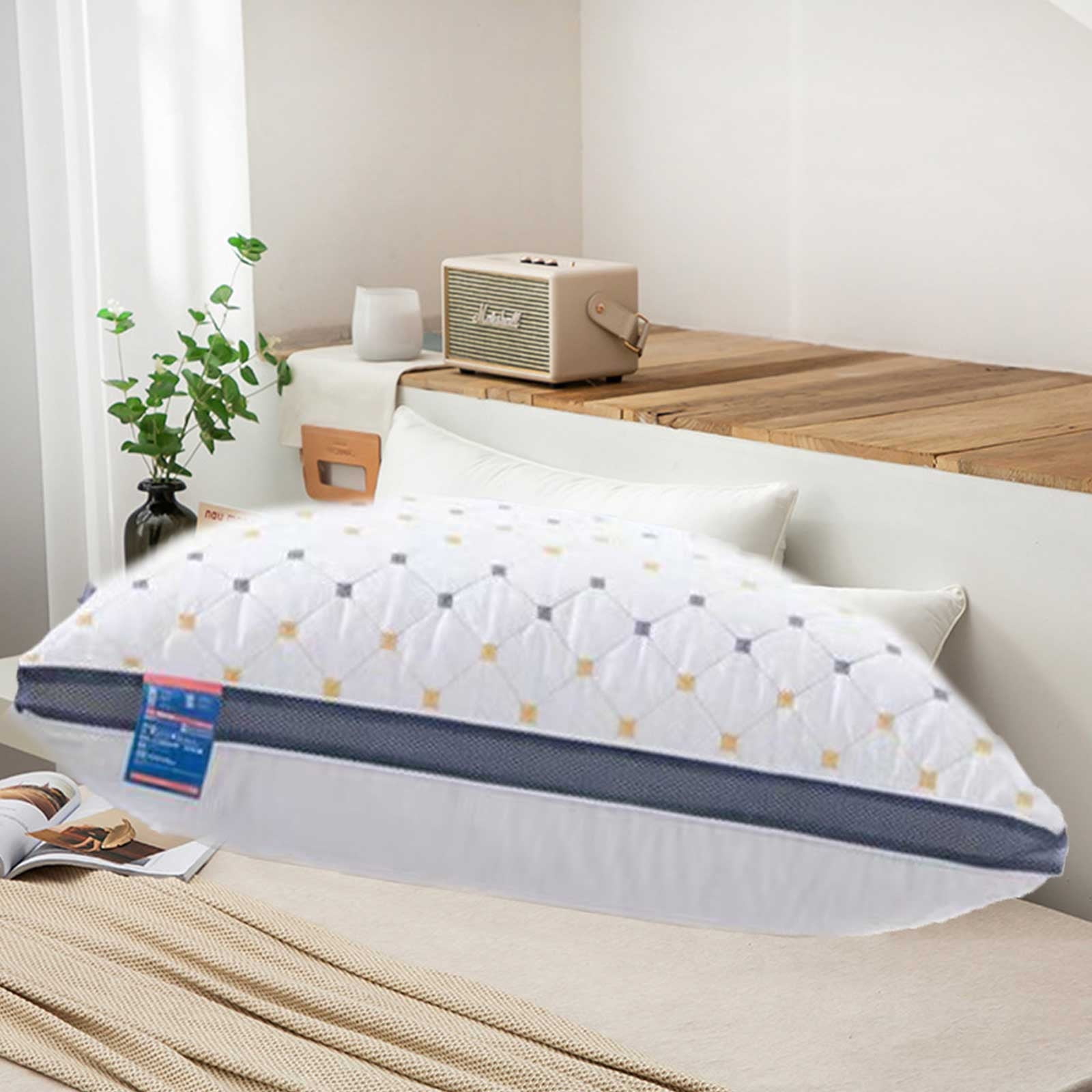 Bed Pillows Standard/Queen Size Set of 1 - Original Down Alternative Pillow for Sleeping - Bedding for Back, Stomach or Side Sleepers