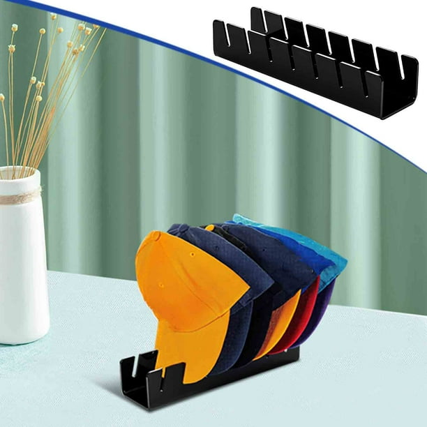 Fiudx Organizador de Gorras de Béisbol, Perchero de Acrílico Transparente, Sin Instalación, Diseño Compacto, Elegante Decoración para El Hogar, Capacidad para 7 Gorras, Expositor Multifuncional.