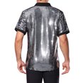 thumbnail image 3 of INSPIRE CHIC Sequins Shirt for Men's Metallic Short Sleeves Summer Disco Party Sparkly Shirt, 3 of 5