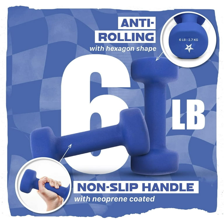 Yes4All Neoprene Coated Dumbbells, 6LBS Handheld Walking Workout