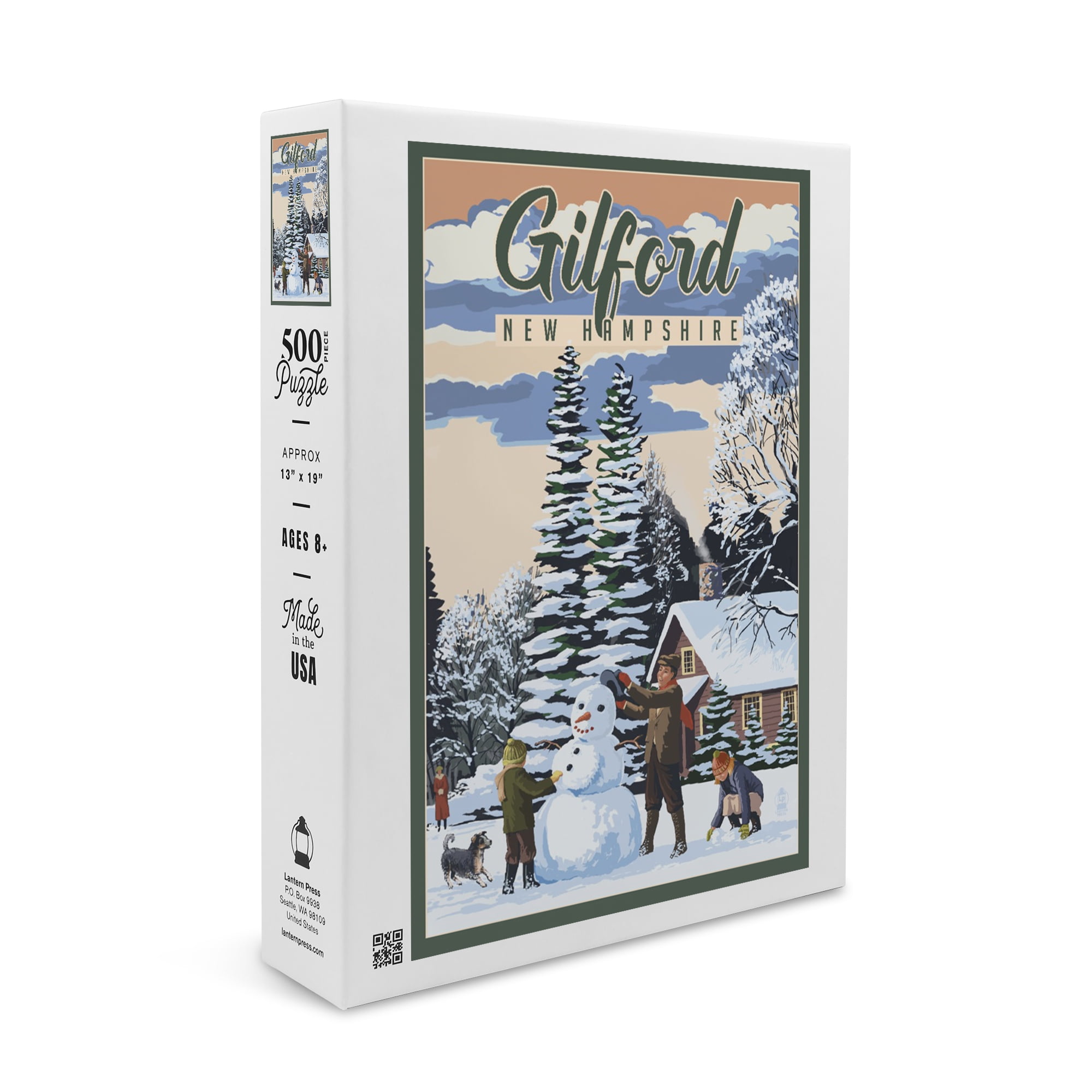 Gilford, New Hampshire, Snowman Scene (19x27 inches, Premium 500 Piece
