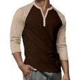 thumbnail image 5 of Resicozy 2025 Henley Shirts for Men Raglan 3/4 Sleeve Vintage Baseball T-Shirts Fall Casual Loose Fit Sport Athletic Tee Tops Light Brown L, 5 of 9