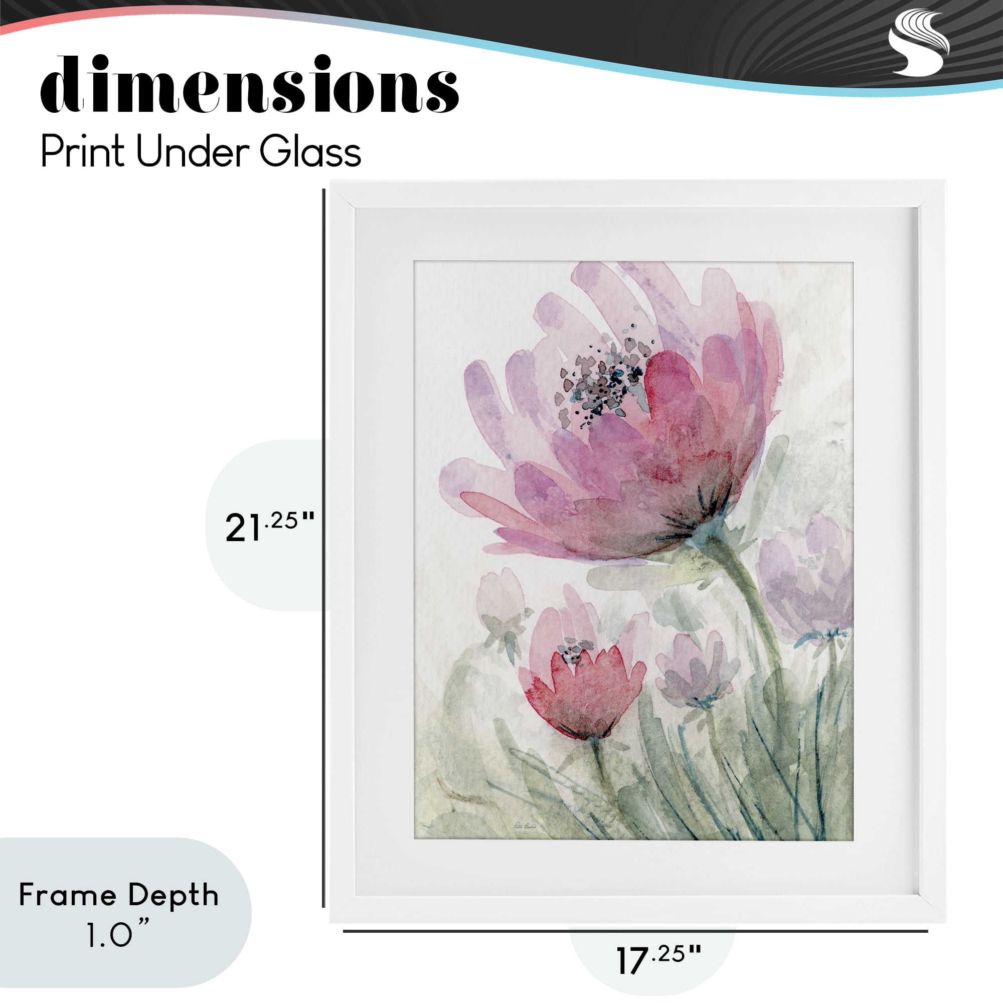 Stupell Industries Pink Flower Blossoms White Framed Print Under Glass, design by Patti Bishop