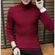 thumbnail image 2 of Suéter de hombre, suéter de otoño e invierno, cuello alto, camisa de base torcida de color sólido, 2 of 6