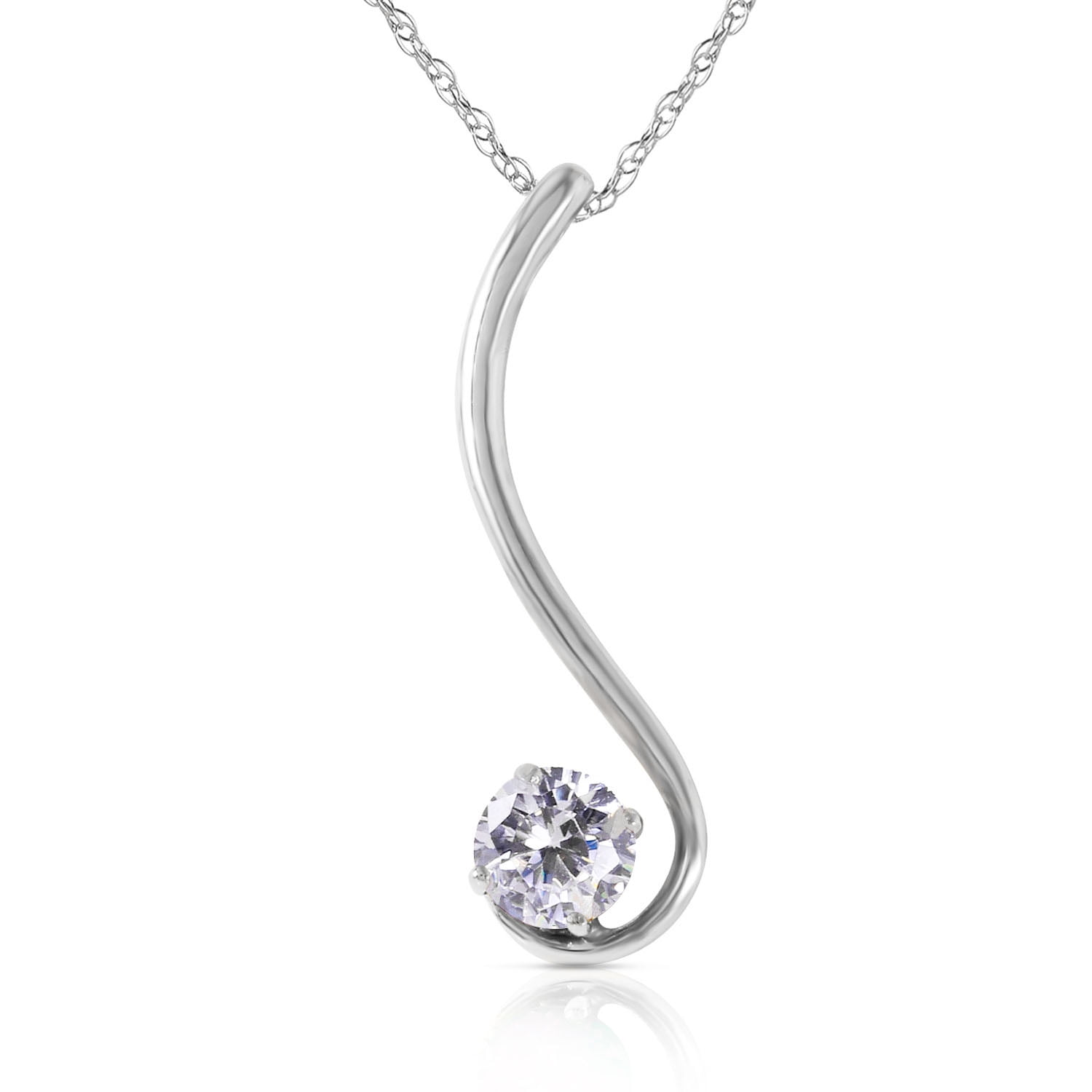 Galaxy Gold 14K Solid White Gold 18" Necklace with 0.50 Carat Natural Diamonds, 14"-24" Sizes, April Birthstone, Symbol of Eternal Love