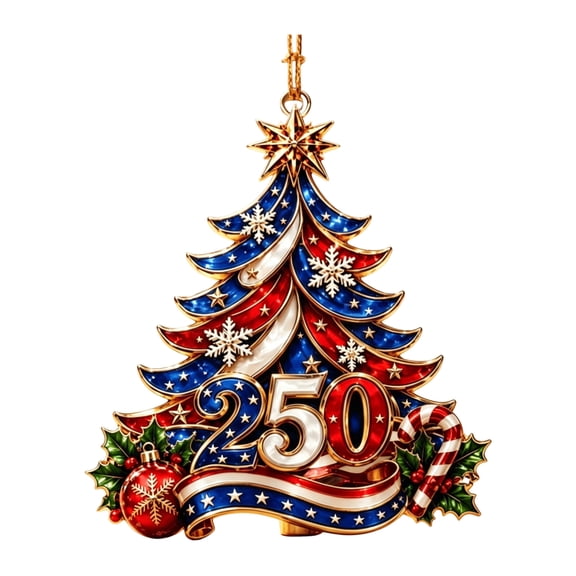 Christmas Tree Ornament Patriotic Acrylic 250Th Anniversary Hanging Charm Red White Blue for Holiday Home Display Usa 250Th Anniversary Commemorative Decor