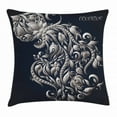 thumbnail image 1 of Zodiac Decor Throw Pillow Cushion Cover, Swirling Victorian Royal Symbol Flowers for Aquarius Icon Retro Art Image, Decorative Square Accent Pillow Case, 18 X 18 Inches, Blue Silver, by Ambesonne, 1 of 2