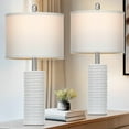 thumbnail image 4 of 24.5" Modern Ceramic Table Lamps for Living Room ，Farmhouse Nightstand Lamps Set of 2 with White Linen Shade Office Reading Lamp ，Bedroom Lamps for Bedside End Table, Bedroom, Living Room, White, 4 of 7