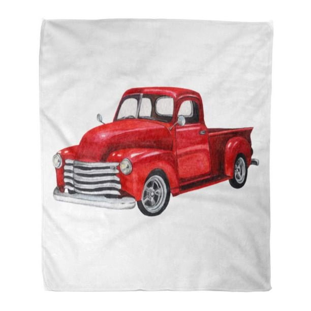 Sidonku Throw Blanket 50x60 Inches Red Old Watercolor Vintage Toy Model Truck White Design Pickup Car Classic Retro Van Warm Flannel Soft Blanket For Couch Sofa Bed Walmart Com Walmart Com