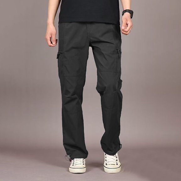 Big Men’s Breathable Polyester Multi Pocket Cargo Pants S to XXL, Rip Resistant Long Wearing Work Pants