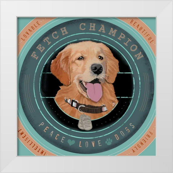 Longfellow Designs 26x26 White Modern Wood Framed Museum Art Print Titled - Golden Retriever