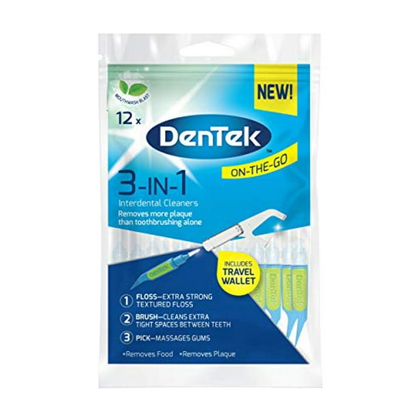 DenTek 3in 1 Interdental Cleaners Features an Interdental Brush, Floss and Pick All in One