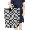 thumbnail image 4 of Yayeee Freestanding Laundry Hamper with Handle Collapsible Large Storage Basket for Clothes, Black and Gray Plaid Pattern, 4 of 7