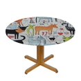 thumbnail image 3 of HAOXIT Animal Tablecloth, Cow Horse Pigs Chicken Sheep Farmhouse Cartoon Print, Round Table Cover for Dining Room Kitchen Decor, 3 of 8