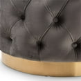 thumbnail image 2 of Baxton Studio Valeria Ottoman Moderne en Velours Capitonné Gris et Or, 2 of 5