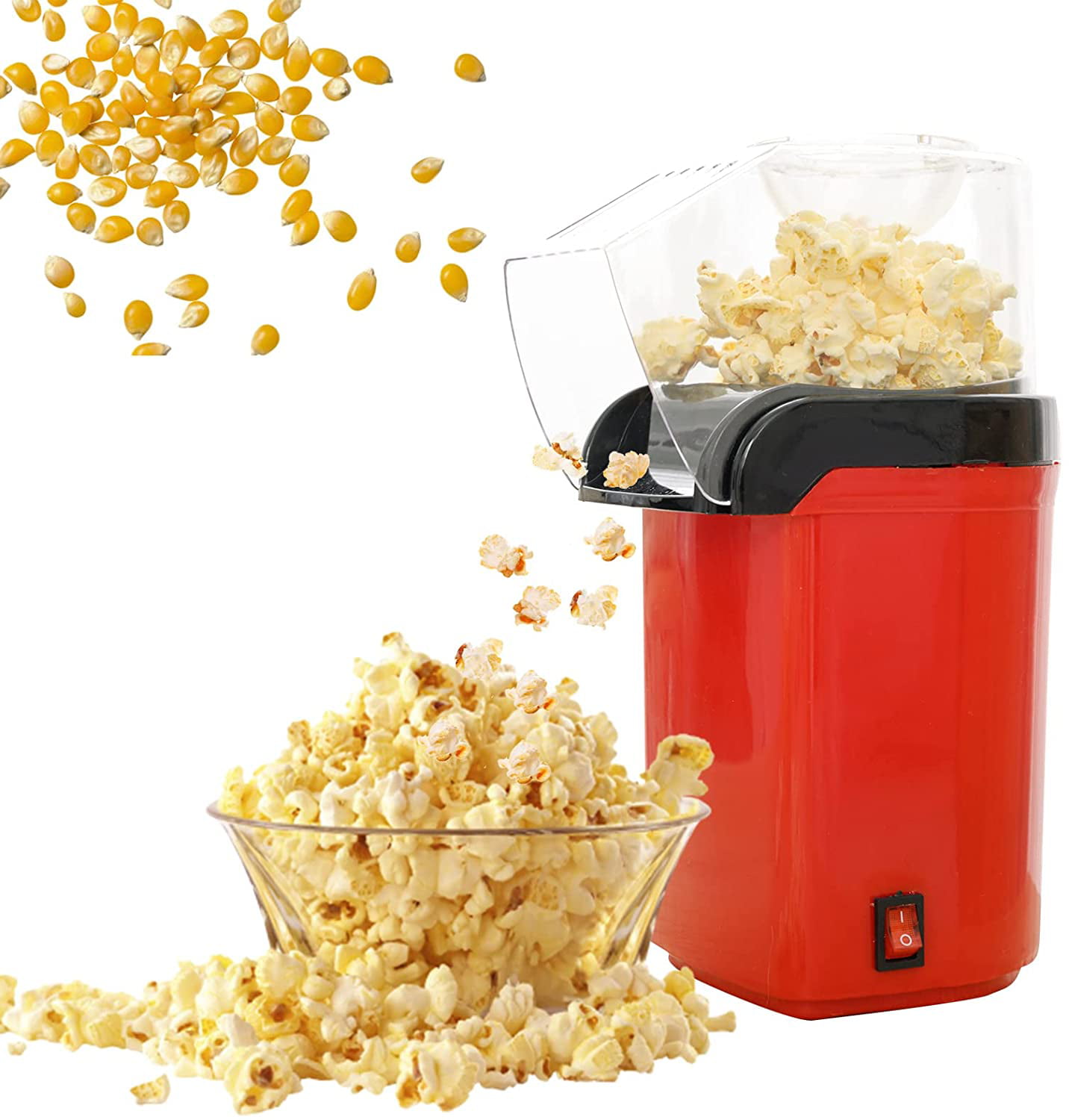 Hot Air Popcorn Poppers for Home 1200W Popcorn Maker Machine for Healthy Snack No Oil Needed black 